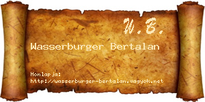 Wasserburger Bertalan névjegykártya